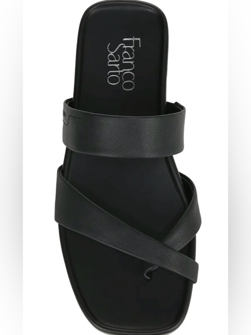 Franco Sarto Black‎ Leather Crisscross Slide